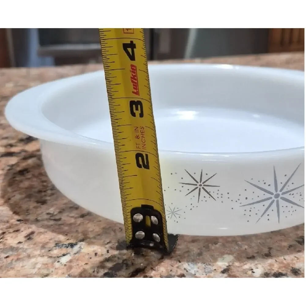 Glasbake White Starburst Glass Casserole Dish Vintage